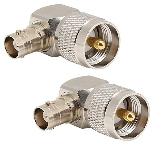 UHF PL259 auf BNC Adapter, 90 Grad Winkel | 50 Ohm Koaxialadapter mit Metallgehäuse für RG58 RG59 Kabel 2 Stück