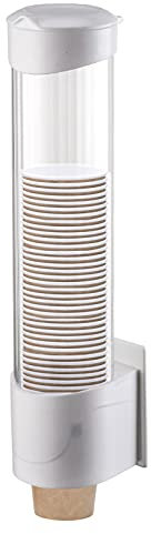 Gsrhzd Wall-Mounted Space-Saving Cup Dispenser, Transparent Dust-Proof Storage Rack, Used in Offices, Homes, Restaurants (White)