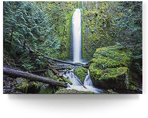 BilderKing Wandbild Wasserfall Gorton Creek Oregon - 150cm x 100cm Leinwand auf 4cm Keilrahmen