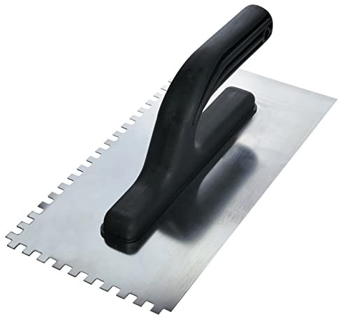 AERZETIX - C54541 - Glättekelle/kleberspachtel/zahnkelle rechteckig - mit zähnen 6x6mm - zahnglätter für fliesen - zahnspachtel - 270x125mm - stahlklinge