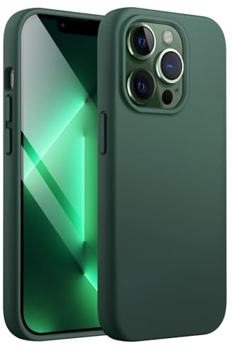 JETech Silikon Hülle für iPhone 13 Pro, Nachtgrün | Seidig Weiches Gefühl, Stoßschutz, Kratzfest, Mikrofaser-Innenfutter