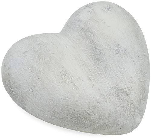 Matches21 Cœur avec œillet en métal Décoration funéraire Figurine décorative en poly gris 15,5 x 14,2 x 6,3 cm