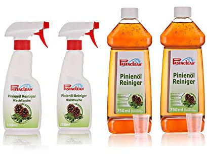 Pastaclean® Pinienöl Reiniger Konzentrat Allzweckreiniger Universalreiniger, 2x 750ml +2 Mischflaschen