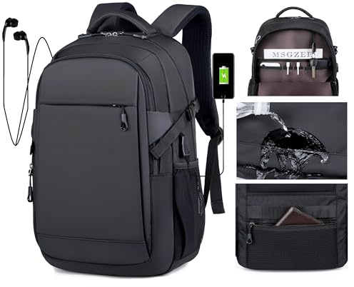 ALTOS Office and Home Ryggsäck för bärbar dator, affärs- och studieresor, USB-port, för bärbara datorer upp till 15,6 tum, svart, stöldskyddad, perfekt för vandring, vattentät, reptålig, väl