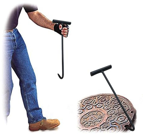 Kanaldeckelheber Extra Lang Hebehaken für Kanaldeckel, 65/75/95/115 Cm Schachthakenzieher mit T-Griff, Vielseitige Hebehaken für Regenwasserkanalabdeckungen/ Kanalabdeckungen ( Color : 115cm(45 1/4)