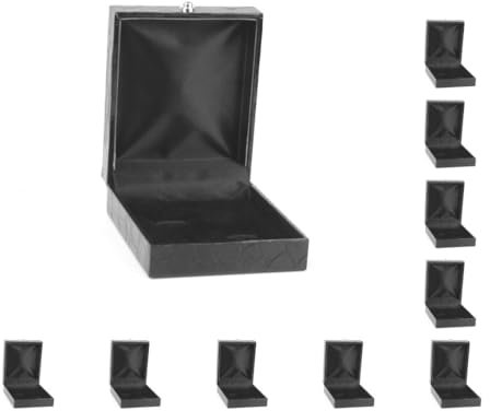 Leisurealeaneag Juego de 10 clips de corbata de piel sintética negra para guardar gemelos, caja de regalo, vitrina