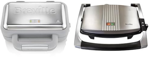 Breville VST072 DuraCeramic Waffle Maker, Non-Stick and Easy Clean with Deep-Fill Removable Plates & Sandwich/Panini Press & Toastie Maker | 3-Slice | Non-stick-coated aluminium plates