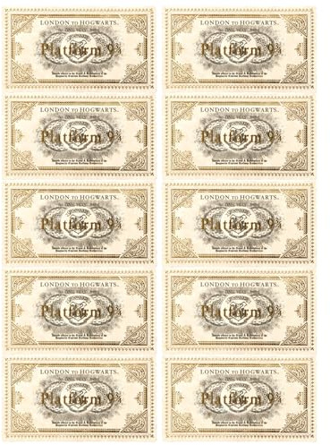 emperoch Goldstempel Einladungskarten-Set, 10 Stück Partyzubehör 9 3/4 Plattformtickets - Exklusives Golden Ticket Brief-Set für Geburtstagsfeiern