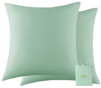 bienDo Kissenbezüge 80x80 cm aus Bambus (Vegane Seide), Grün, 2er Set – Weich, Glatt, Atmungsaktiv, Kühlend und Hypoallergen