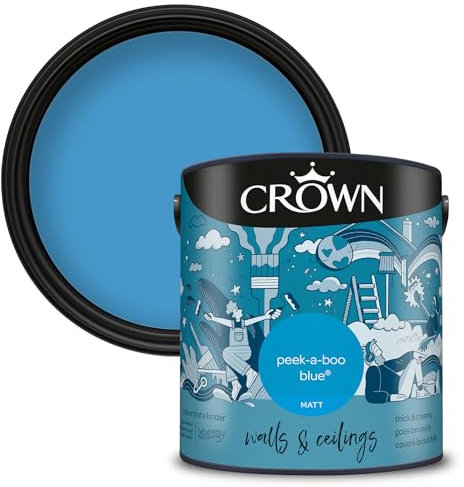 Crown Emulsionsfarbe für Wände und Decken, matt, Größe 2,5 l, Peekaboo Blue