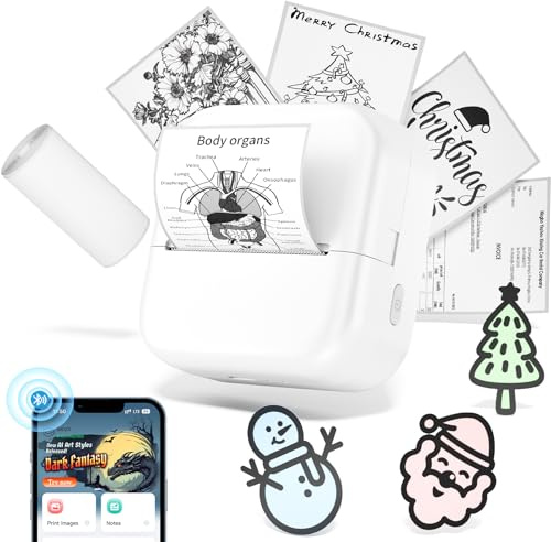 Phomemo Aufkleberdrucker - Mini Thermodrucker, M02X Kabellos Bluetooth Thermischer Mobiler Drucker, Tragbarer Lerndrucker für Lern, Notiz, Foto und Heimwerker Enthusiasten