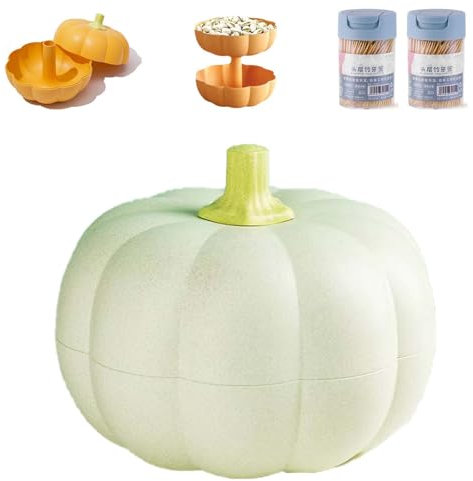 Generisch Pumpkin Snack Bowl Stand, Pumpkin Snack Tray, Stacked Pumpkin Snack Holder, Pumpkin Snack Container, Pumpkin Snack Holder for Halloween, Thanksgiving, Autumn Festival, Party (Green)