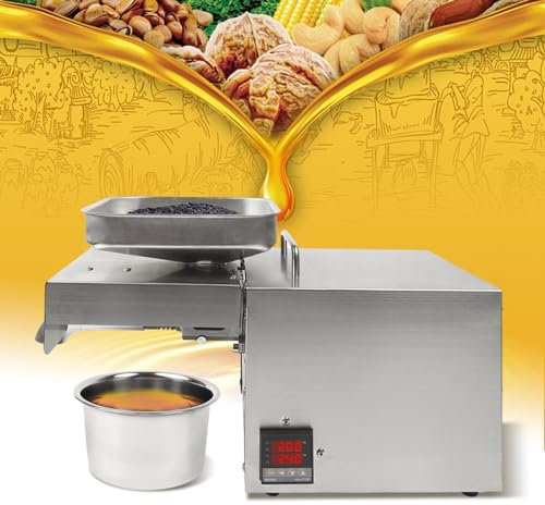 Levkitch Frantoio Olio Automatico Elettrico Press 610W Pressa a Freddo Automatica in Acciaio inox Macchina Freddo/Caldo Estrazione per lino arachidi semi di canapa sesamo