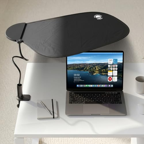 CKAGF Adjustable Office Cubicle and Desk Shade – Modern Black Plastic Rectangular Desk Light Blocker for Privacy and Comfort | Clamp and suction cup mounts block window glare, side light, and screen glare for office, cubicle, and calm outdoor use