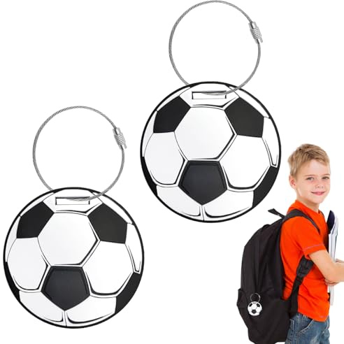 Identificador de maletas, 2 pequeñas etiquetas de la maleta de pvc, etiqueta de la bolsa impermeable de la mochila con nombre y dirección de la tarjeta telefónica - Fútbol