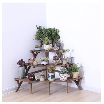 GAOXIONG Soporte de Madera para Plantas en Esquina, estantes de Flores en Forma de Escalera escalonada para Exteriores, estantes de Almacenamiento para macetas suculentas, Soportes de exhibición de f