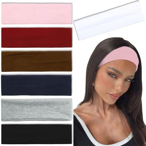 Nayyana 7 Stück Stirnbänder für Damen, rutschfest, trendige Damen-Haarreifen, elastische Haarbänder, Haar, Workout, Schweiß, weiches