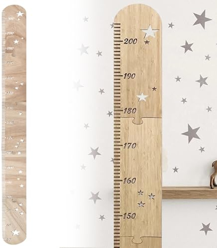 Kaslaider Messlatte Baby Holz, Maßtabelle für Kinder aus Holz Dekoration für Kinderzimmer Holz Messlatten für Baby Kleinkinderzimmer Messleiste aus Natürlichem Hölzernes Wandlineal als Puzzle