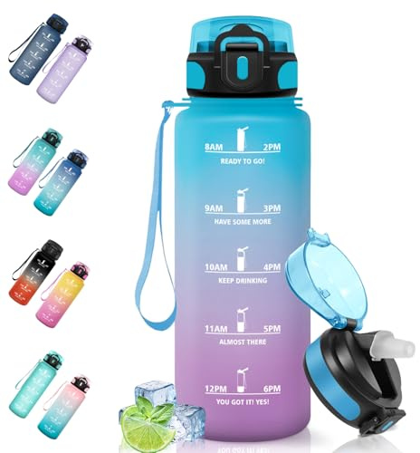 Motswedi Borraccia 1000 ml, a Prova di Perdite, con Cannuccia Motivazionale, Reutilizzabile, per Scuola, Palestra, Ufficio, Running, Ciclismo