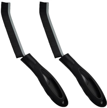 MUTORE Crevice Cleaning Brush 2PCS，Hard Bristle Long Thin Cleaning Brush，Bathroom Tile Groove Gap Brushes for Cleaning Home,Kitchen,Window Groove,Black