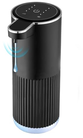 Seifenspender Automatisch Wandbefestigung, Elektrischer Seifenspender Elektrisch mit Sensor, Automatischer Flüssigseifenspender Schwarz für Bad Küche | Kunststoff | 380ml | USB Wiederaufladbar
