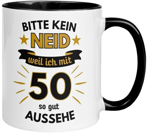 50 Geburtstag Mann Tasse | Bitte kein Neid weil ich mit 50 so gut aussehe | Geschenk für Männer zum 50ten | Geburtstagstasse mit Spruch 50. Geburtstag | 50ter Geburtstagsgeschenk
