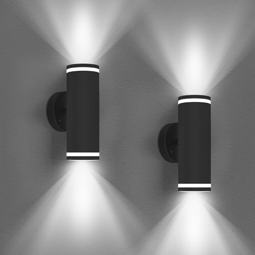 Kaitenv 10W LED Außenwandleuchte 2 Stück Up and Down Wandleuchte Aussen, IP65 Wasserdichte, ohne Glühbirne, Balkonleuchte, Terassenleuchte, für Hauswand & Außenlampe, Außen/Innen, Schwarz