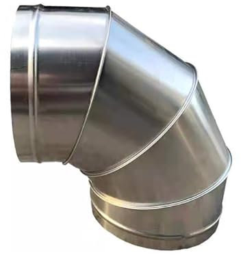 Tubo flessibile a gomito in acciaio inox for canna fumaria, adattatore for tubo flessibile for stufa, giunto a spirale for condotto di ventilazione della cucina, gomito, 100 mm-300 mm (150 mm)(200mm)
