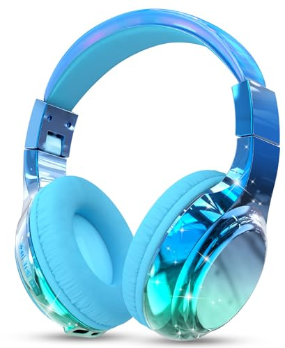 JYPS Bluetooth Kopfhörer Kinder, Kabellose Kopfhörer Bluetooth Kinder | Kopfhörer Kinder Bluetooth Over Ear und Kabel,Kinderkopfhörer ab 3 5 6 7,Kopfhörer Mädchen für iPad/Schule/Tablet (Blau)