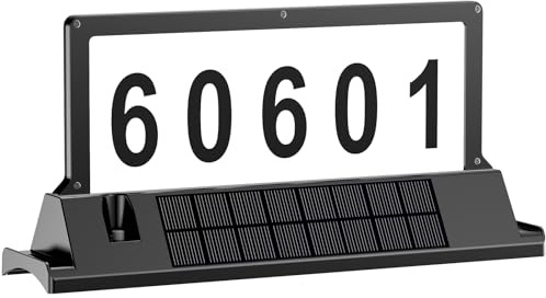 Solar Address Sign for Mailbox – Double Sided Lighted House Numbers, 3-Color Light Modes, IP65 Waterproof Solar Powered Plaque with Magnetic Mount, No-Drill Option, Outdoor Mailbox Topper