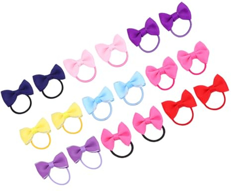 FUNNETOYU 18 Stück Teiliges Haargummi mit Schleifen aus Grosgrainband Elastische Ponytail Haarschleifen für Junge Mädchen Mädchen Kleinkinder Bunte Boutique Haargummis für Zufällige Farbe