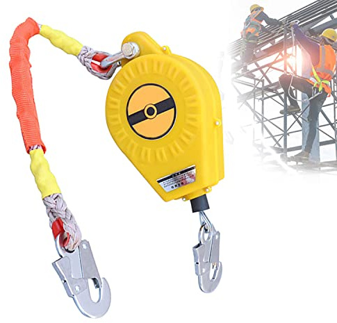 Retractable Fall Arrest Lanyard for Roofing & Construction | Self-Retracting Lifeline with Heavy-Duty Hook | Double Lock System for Ultimate Safety & Protection