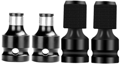 OUNONA 4 Stück Teiliges Stecknuss adapter Vierkant Sechskantschaft Robuste Chrom vanadium Stahl Schlagschrauber Umrüstadapter mit Schnellwechsel für Elektrowerkzeug Zubehör