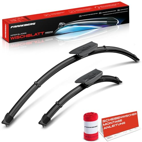 Frankberg 650mm+425mm 2x Balai d'Essuie-glace Gen2D Areo,L-Adaptateur avec indicateur d'usure et chiffon de nettoyage Compatible avec Série 1 F40 2 Gran Coupé F44 Avant