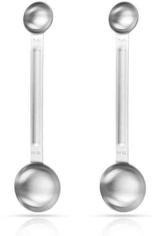 Thfaeyta 2 PCS Double-Ended Tablespoon Measuring Spoons 1 TSP (5 ml) & 1 Tbsp (15 ml) - Stainless Steel Tablespoon & Teaspoon Scoop for Cooking Baking Coffee Kitchen Gadgets