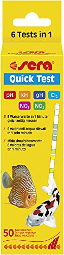 Sera Quick Test (6 in 1), 50 Messungen, Stäbchentest, Schnelltest, wassertest pH, KH, GH, NO2, NO3, Cl2 für den Teich und das Aquarium