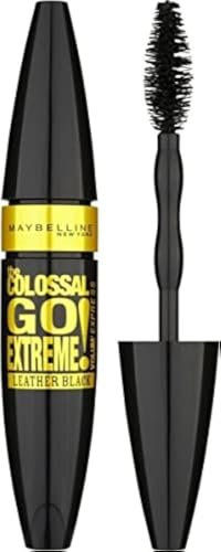 Maybelline New York Schwarze Wimperntusche für extra Volumen, Volum' Express The Colossal Go Extreme Mascara, Nr. 4 Leather Black, 1 x 9,5 ml