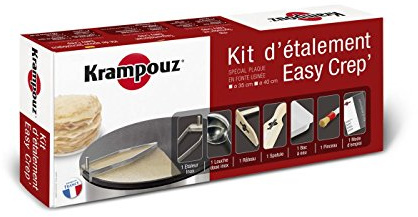 KRAMPOUZ Kit d'Étalement EASY CREP' P/Crêpière Diamètre 35 cm - Étaleur en inox - Pour de Grandes Crêpes Fines et Rondes - Accessoires fournis Réf AKE83