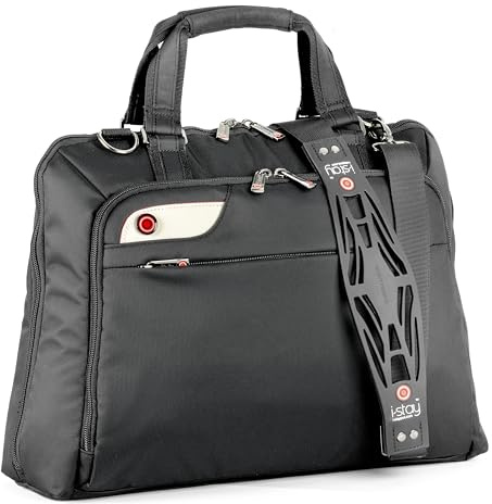 monolith - i-Stay Laptop Tasche für Damen 15,6 Zoll bis 12 kg | Business Umhängetasche in Schwarz mit Reißverschlusstasche