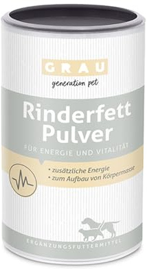 GRAU - das Original - Rinderfettpulver, der schelle Energielieferant mit 80% Fettanteil, 1er Pack (1 x 400 g), Ergänzungsfuttermittel für Hunde & Katzen