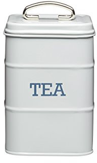 KitchenCraft - Recipiente para Té Estilo Vintage, Acero Inoxidable, 11 x 17 cm, Latas para Café y Azúcar a Juego Disponibles - Gris Cool French
