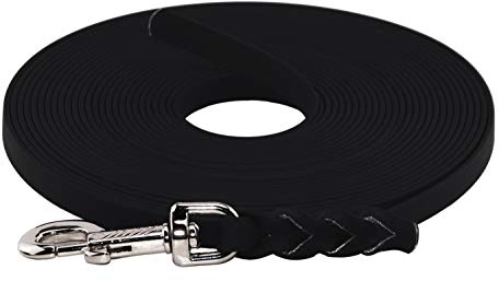 LENNIE BioThane Schleppleine, 13mm, Hunde 15-25kg, 5m lang, ohne Handschlaufe, Schwarz, geflochten