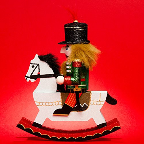 SIKORA Serie E große XL Nußknacker Reiterlein Weihnachts Deko Figur aus Holz, Farbe/Modell:E02 grün/rot - Soldat, Größe:Höhe ca. 25 cm