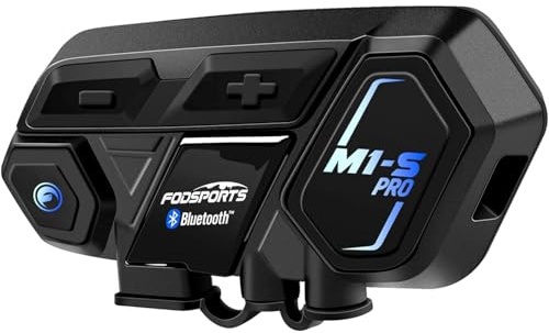 Fodsports Motorcycle Bluetooth Intercom, Music Sharing, M1S Pro 2000m 10 Riders Group Helmet Communication System Headset Universal Wireless Interphone (Waterproof/Handsfree/Stereo Music/GPS/2 Mic)