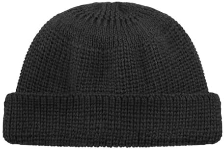 HANSEHELD Strickmütze Seebär GOTS Dockermütze Seemannsmütze kurz und flach - Schwarz | Seemannsmütze | GOTSs Zertifiziert | Organic | kbT | Bio | Nachhaltig | Made in Germany