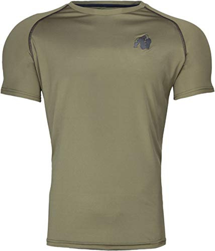Gorilla Wear Performance T-Shirt - armeegrün - Bodybuilding und Fitness Bekleidung für Herren - mit Logo Aufdruck zum Sport Alltag Freizeit Workout Training Bequem leicht