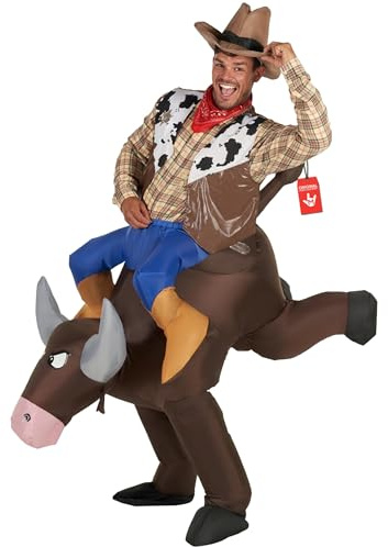 Morph kostymer uppblåsbar cowboy kostym män tjurryttare häst kostym vuxen halloween kostymer