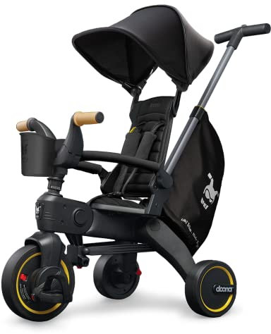 DOONA Liki Trike S5 - das weltweit kompakteste Faltbare Dreirad - Hochwertig, multifunktional, Cooles Design - für Kinder von 10-36 Monate - Nitro Black / schwarz