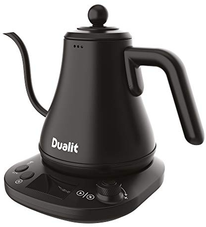 Dualit Pour Over Fast Boil Electric Kettle - Matt Black -Gooseneck Precision Spout - Digital Display Screen - Highly Energy Efficient 800ml Capacity - 72960