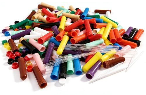 ZIOJOVK 120 PCS Essential Oil Aromatherapy Blank Nasal Inhaler Tubes(Including 130 Unscented Wicks +5 Polyethylene Pipette Droppers +2 Plastic Tweezers)